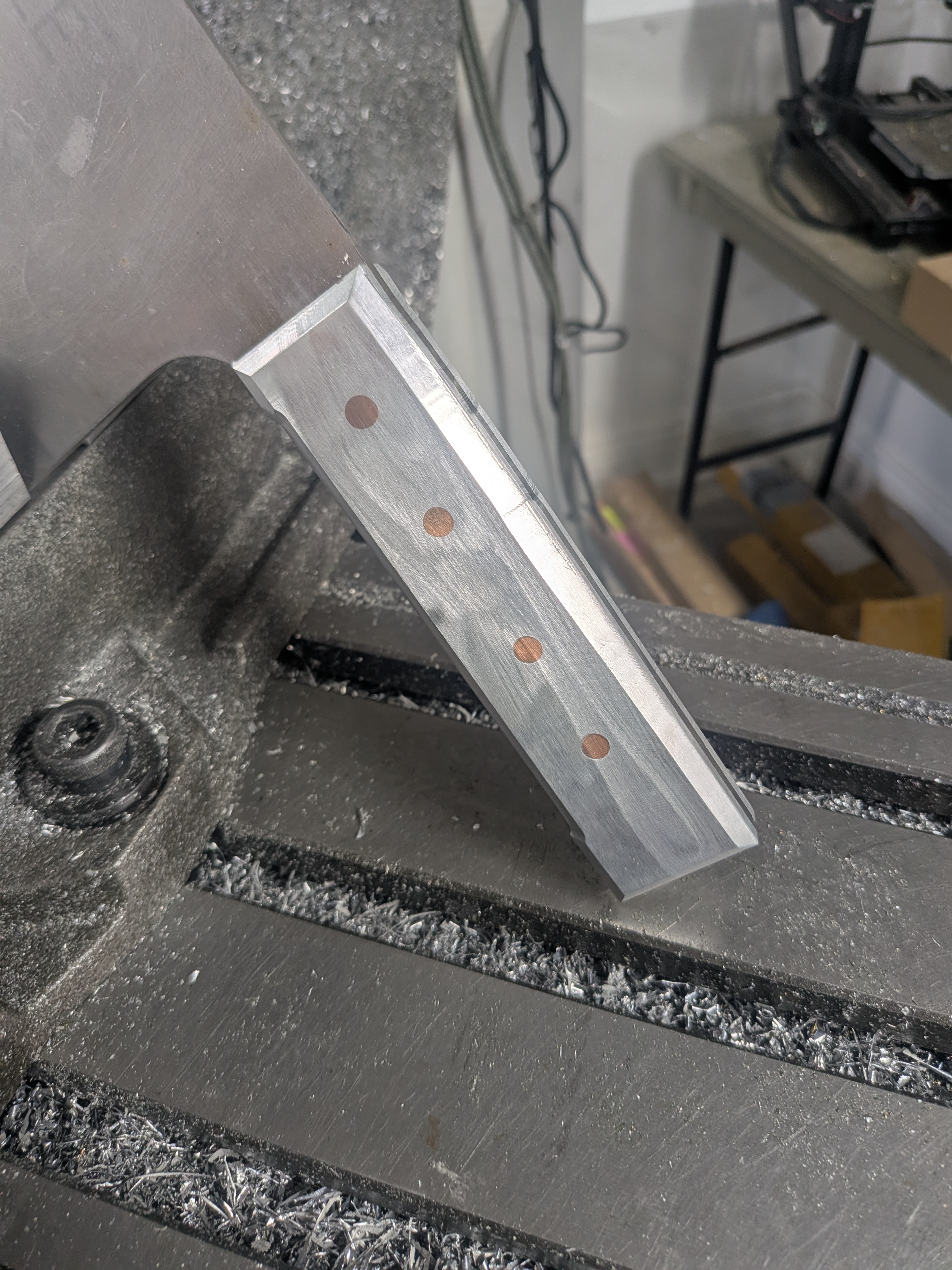 Aluminum cleaver handle with copper studs